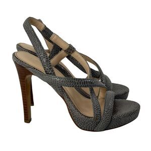 Calvin Klein High Heels Size 5.5 Gray Snakeskin Pattern Platform Prarie Stiletto